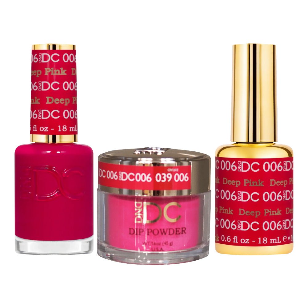 DND DC 3 in 1 - Dip, Gel & Lacquer Matching - 006 Deep Pink - DTK Nail Supply