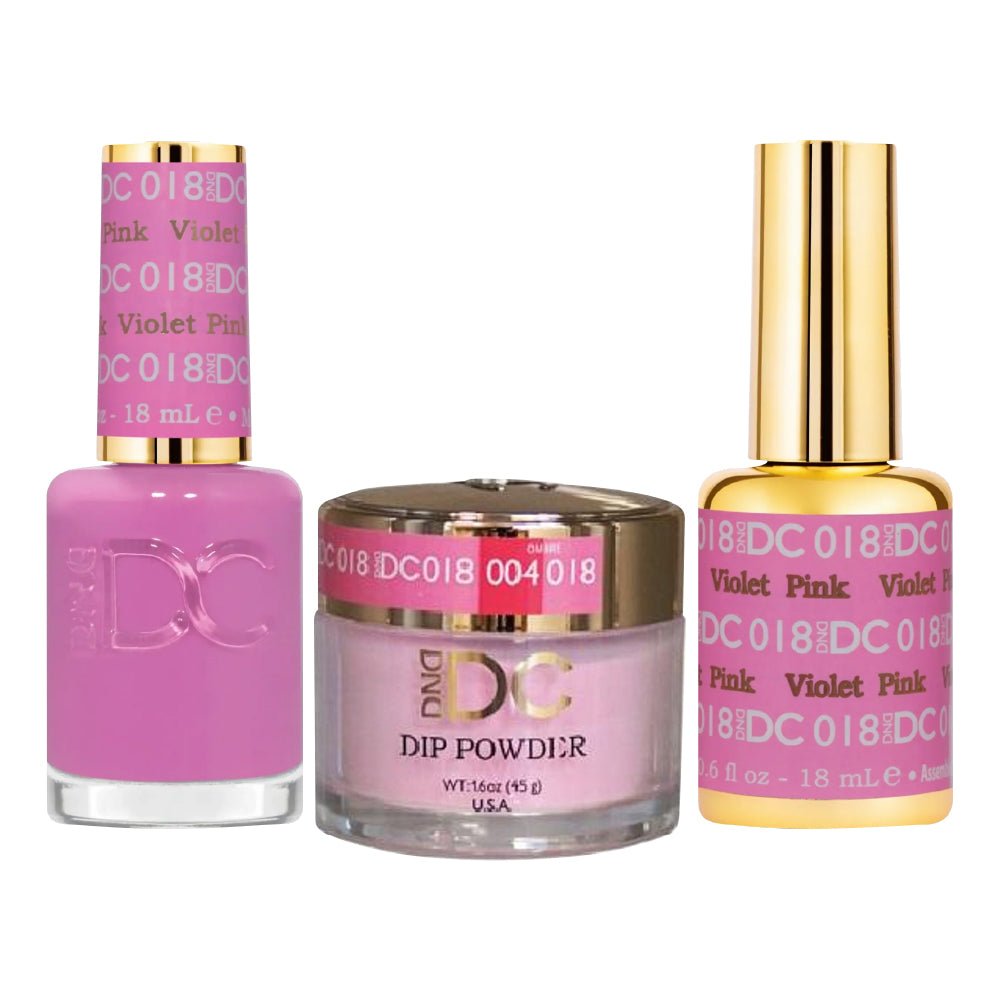 DND DC 3 in 1 - Dip, Gel & Lacquer Matching - 018 Violet Pink - DTK Nail Supply
