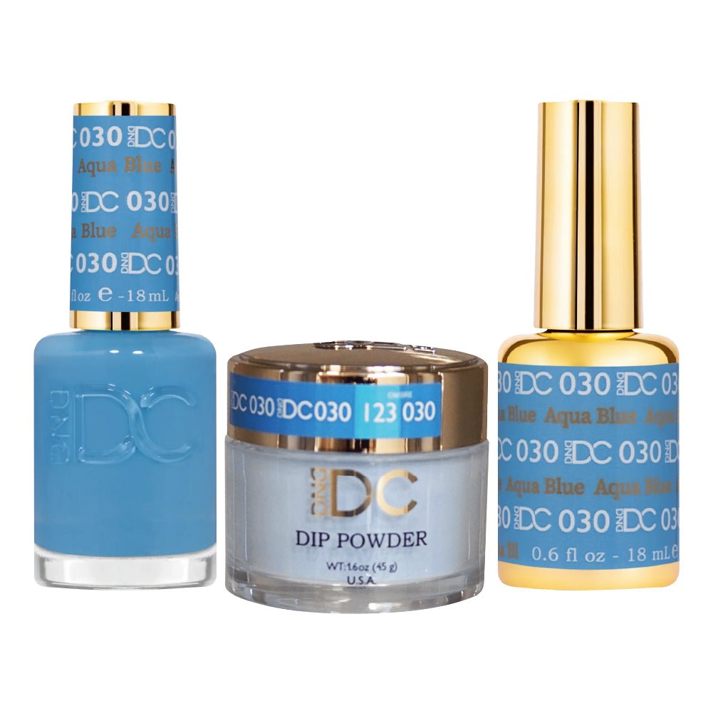 DND DC 3 in 1 - Dip, Gel & Lacquer Matching - 030 Blue, Aqua Blue - DTK Nail Supply