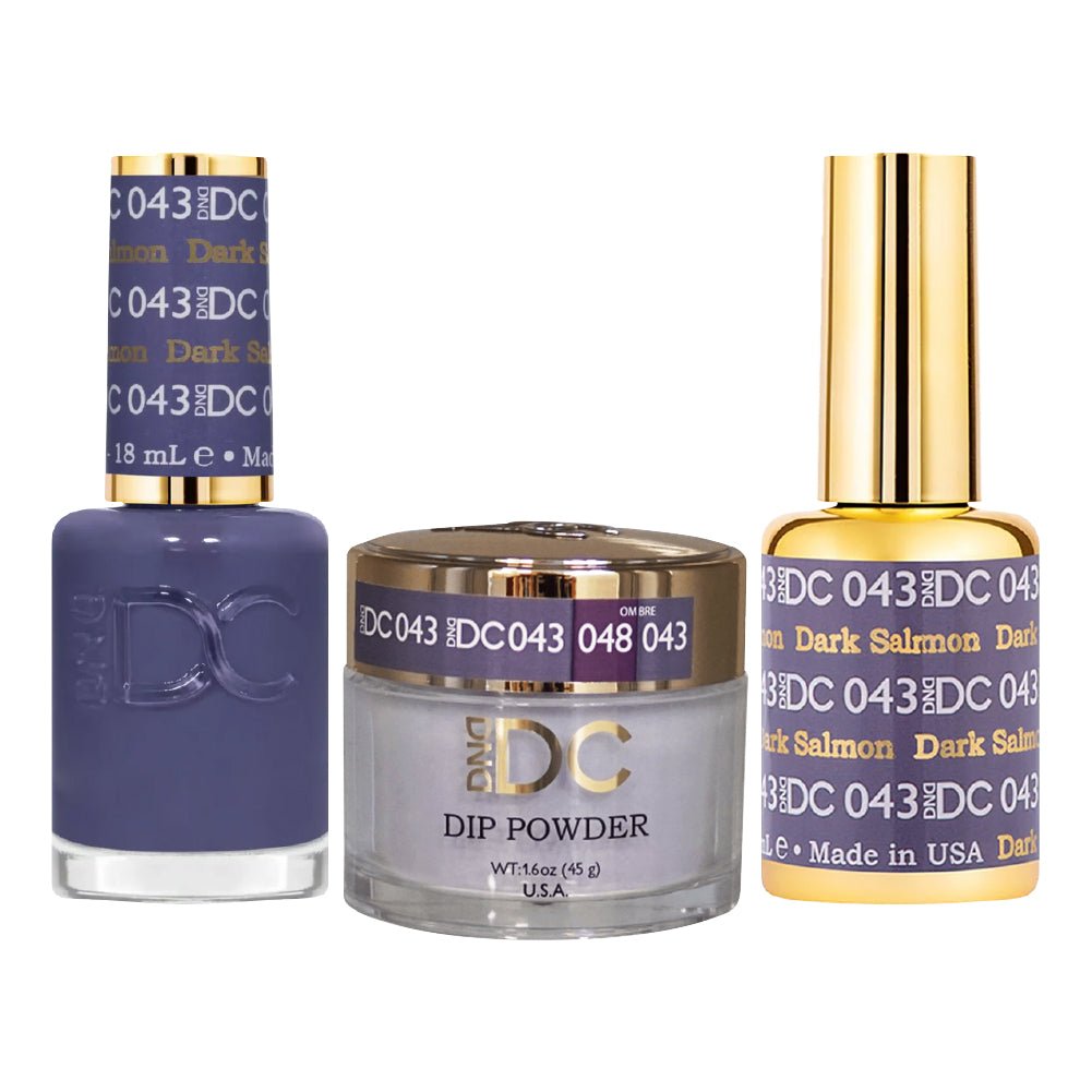 DND DC 3 in 1 - Dip, Gel & Lacquer Matching - 043 Purple, Dark Salmon - DTK Nail Supply