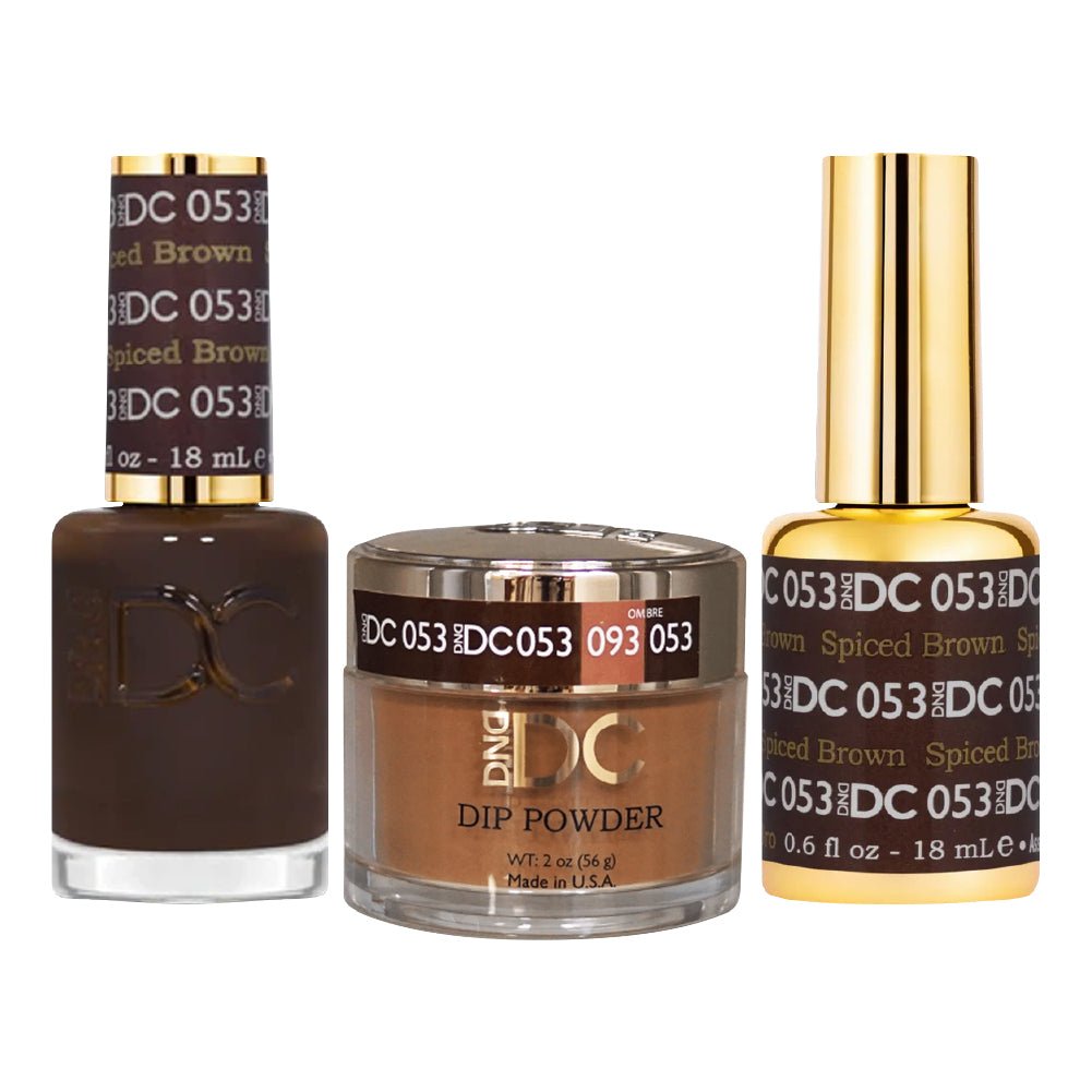 DND DC 3 in 1 - Dip, Gel & Lacquer Matching - 053 Spiced Brown - DTK Nail Supply