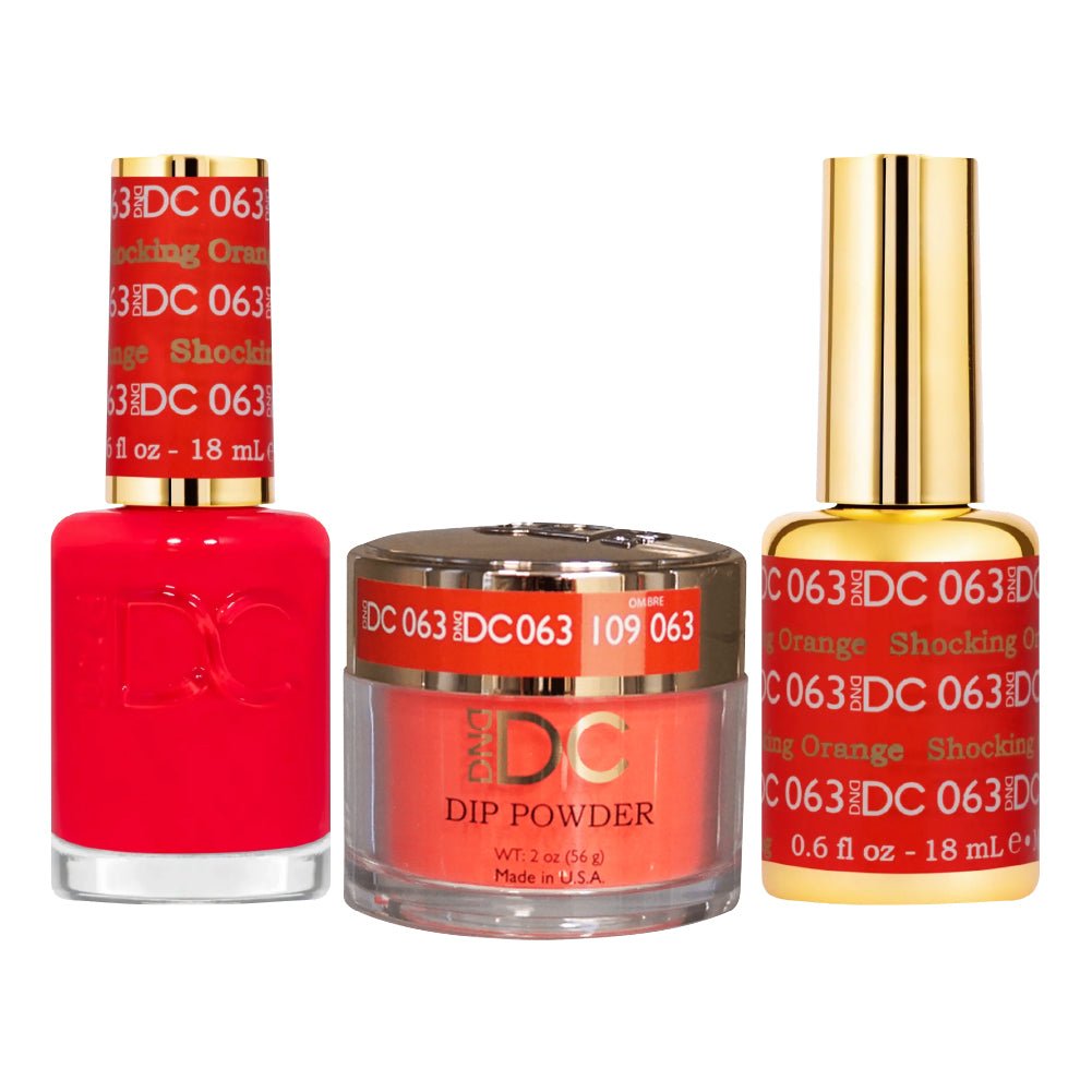 DND DC 3 in 1 - Dip, Gel & Lacquer Matching - 063 Shocking Orange - DTK Nail Supply
