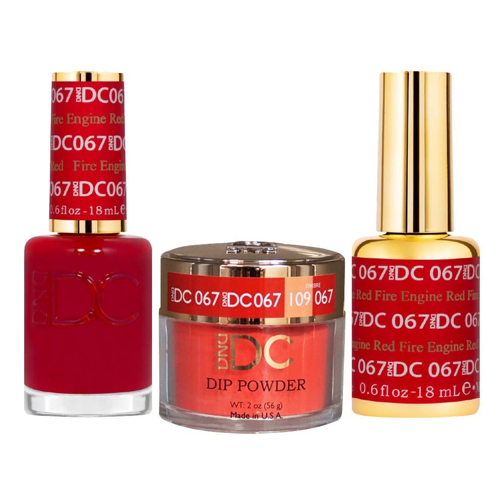 DND DC 3 in 1 - Dip, Gel & Lacquer Matching - 067 Fire Engine Red - DTK Nail Supply