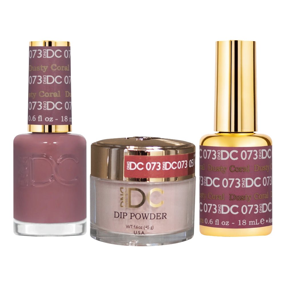 DND DC 3 in 1 - Dip, Gel & Lacquer Matching - 073 Dusty Red - DTK Nail Supply
