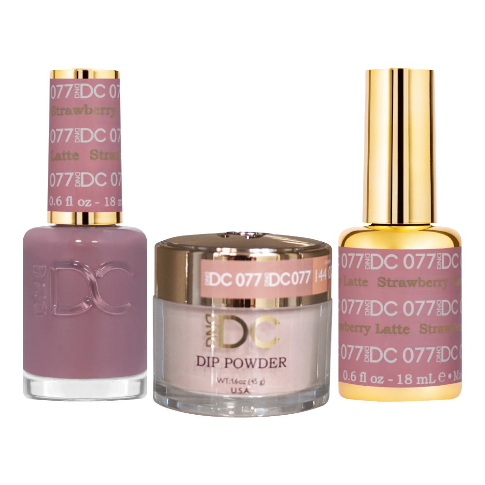 DND DC 3 in 1 - Dip, Gel & Lacquer Matching - 077 Strawberry Latte - DTK Nail Supply