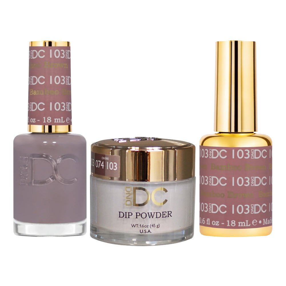 DND DC 3 in 1 - Dip, Gel & Lacquer Matching - 103 Bamboo Brown - DTK Nail Supply