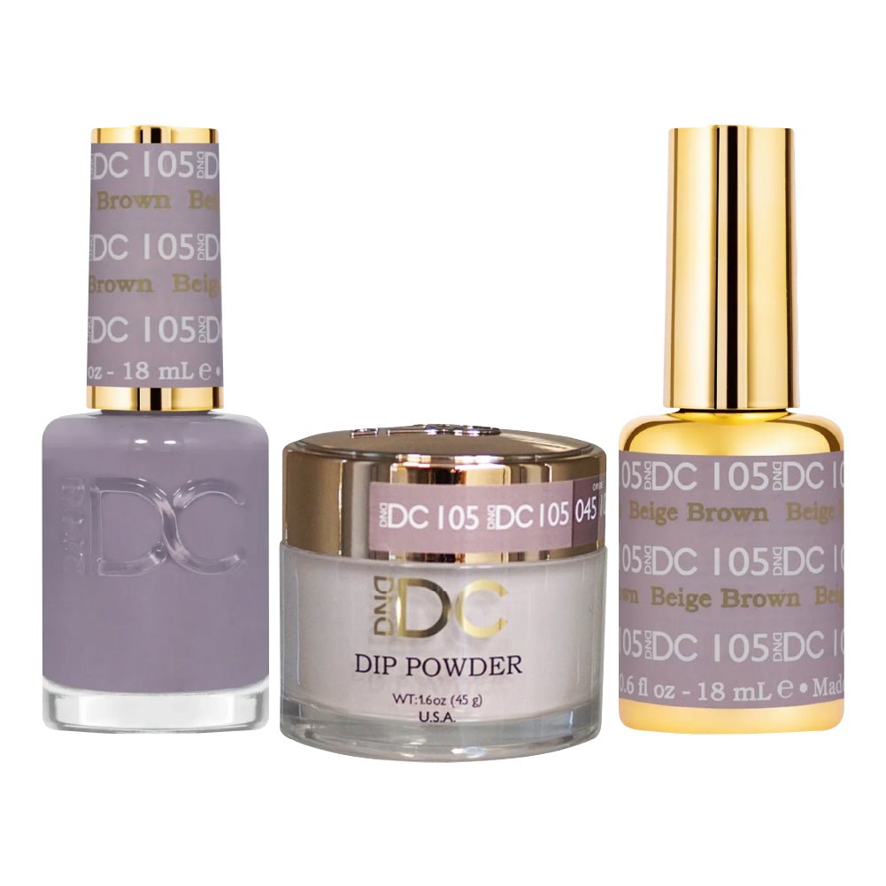 DND DC 3 in 1 - Dip, Gel & Lacquer Matching - 105 Beige Brown - DTK Nail Supply