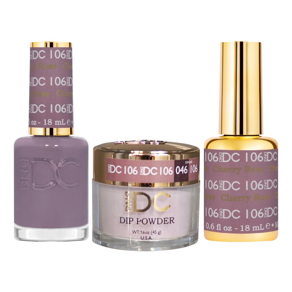 DND DC 3 in 1 - Dip, Gel & Lacquer Matching - 106 Cherry Rose - DTK Nail Supply