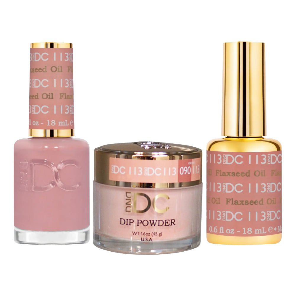 DND DC 3 in 1 - Dip, Gel & Lacquer Matching - 113 Flaxseed Oil - DTK Nail Supply