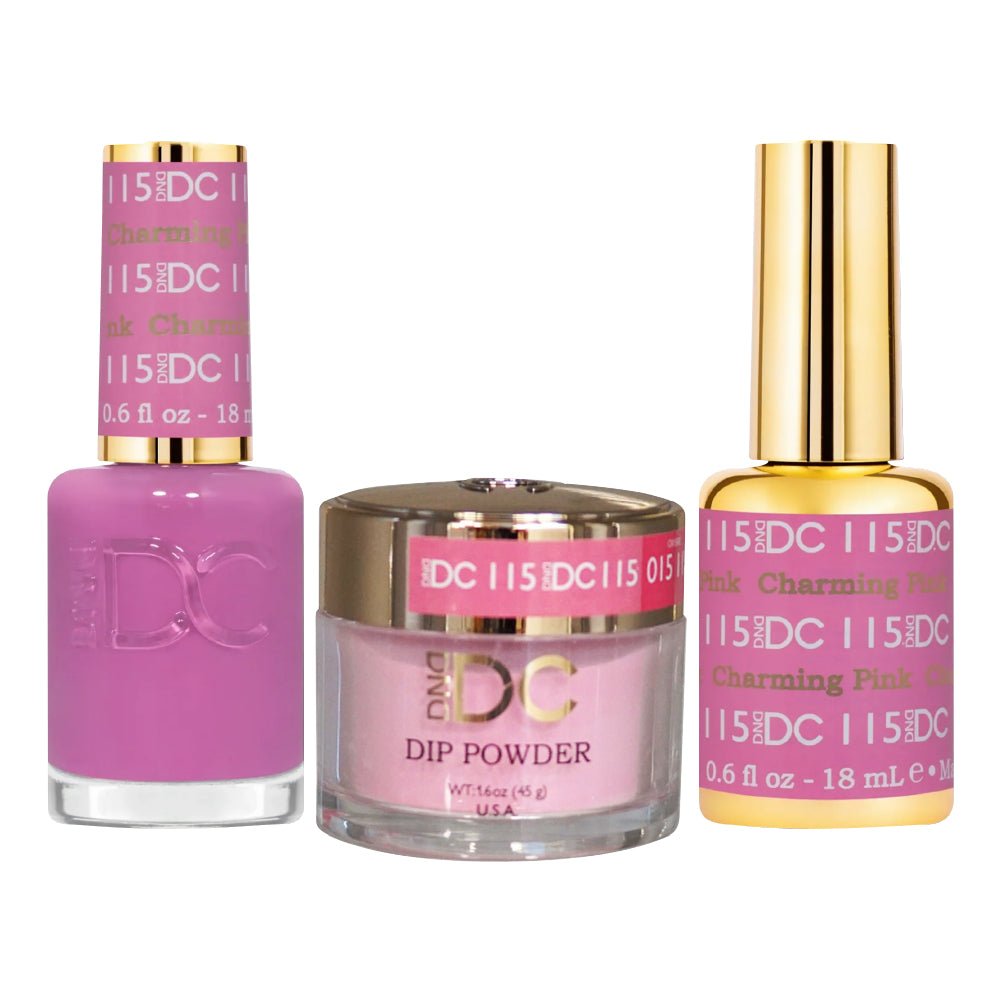 DND DC 3 in 1 - Dip, Gel & Lacquer Matching - 115 Charming Pink - DTK Nail Supply
