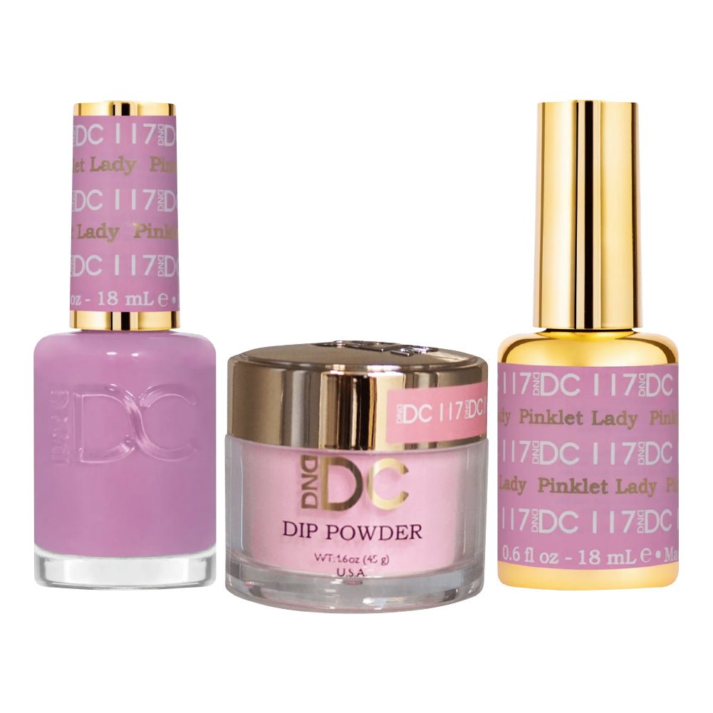 DND DC 3 in 1 - Dip, Gel & Lacquer Matching - 117 Pinklet Lady - DTK Nail Supply