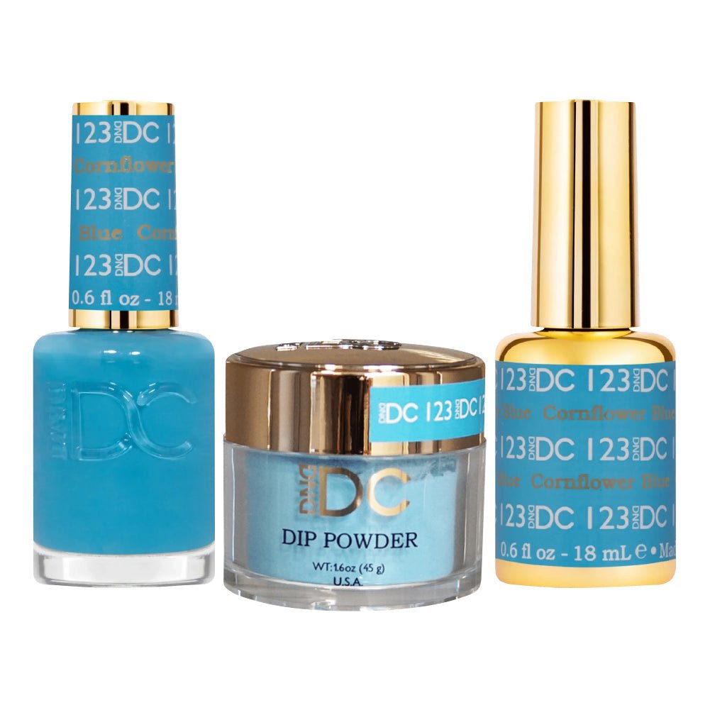 DND DC 3 in 1 - Dip, Gel & Lacquer Matching - 123 Cornflower Blue - DTK Nail Supply