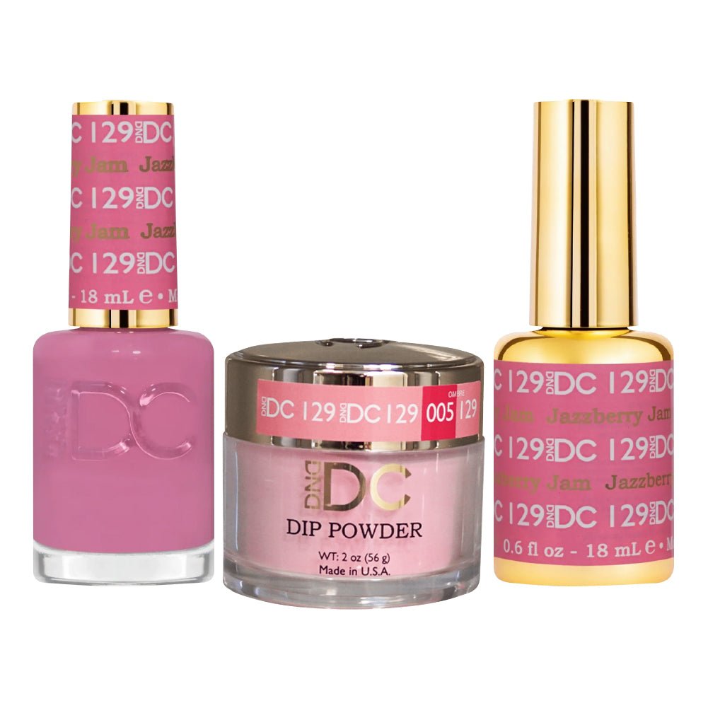 DND DC 3 in 1 - Dip, Gel & Lacquer Matching - 129 Jazzberry Jam - DTK Nail Supply