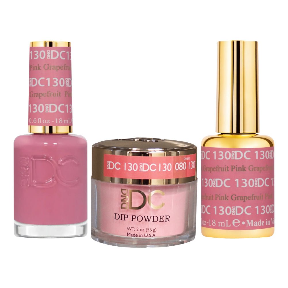 DND DC 3 in 1 - Dip, Gel & Lacquer Matching - 130 PinK Grapefruit - DTK Nail Supply
