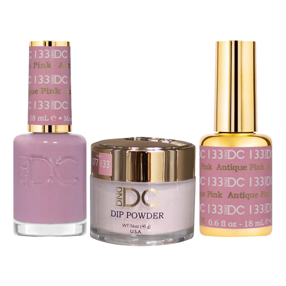 DND DC 3 in 1 - Dip, Gel & Lacquer Matching - 133 Antique Pink - DTK Nail Supply
