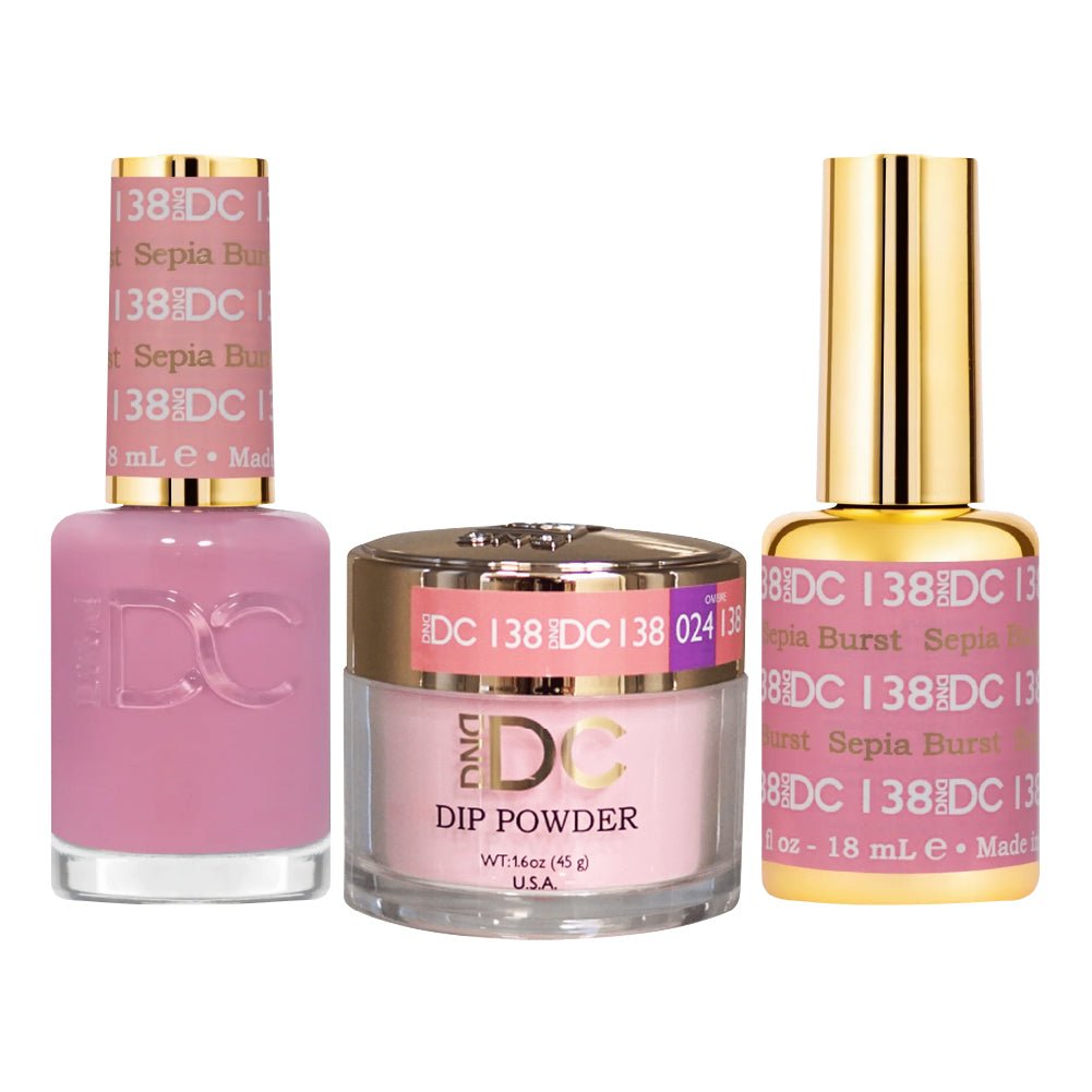 DND DC 3 in 1 - Dip, Gel & Lacquer Matching - 138 Sepia Burnt - DTK Nail Supply