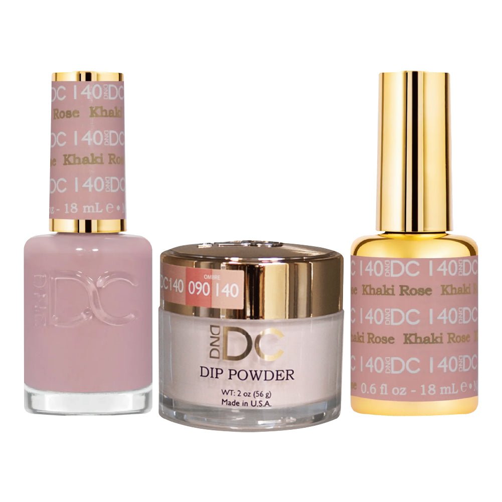 DND DC 3 in 1 - Dip, Gel & Lacquer Matching - 140 Khaki Rose - DTK Nail Supply