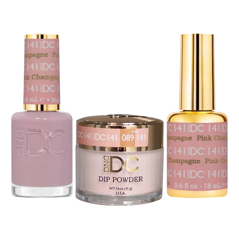 DND DC 3 in 1 - Dip, Gel & Lacquer Matching - 141 Pink Champagne - DTK Nail Supply