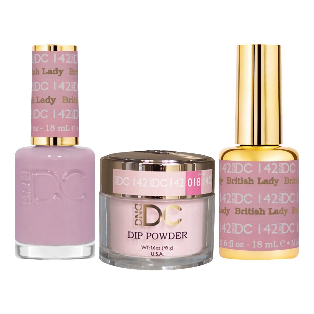 DND DC 3 in 1 - Dip, Gel & Lacquer Matching - 142 British Lady - DTK Nail Supply