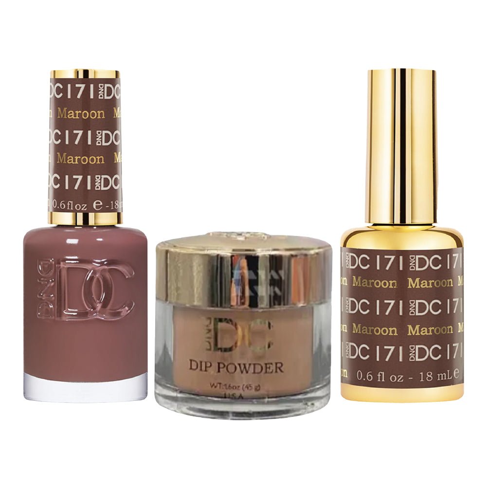 DND DC 3 in 1 - Dip, Gel & Lacquer Matching - 171 Maroon - DTK Nail Supply