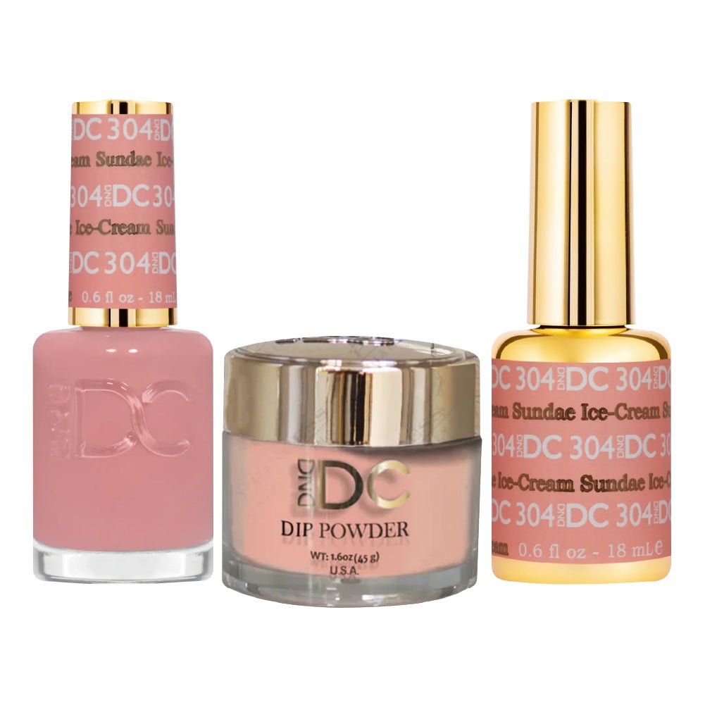 DND DC 3 in 1 - Dip, Gel & Lacquer Matching - 304 Coral Ice - Cream Sundae - DTK Nail Supply
