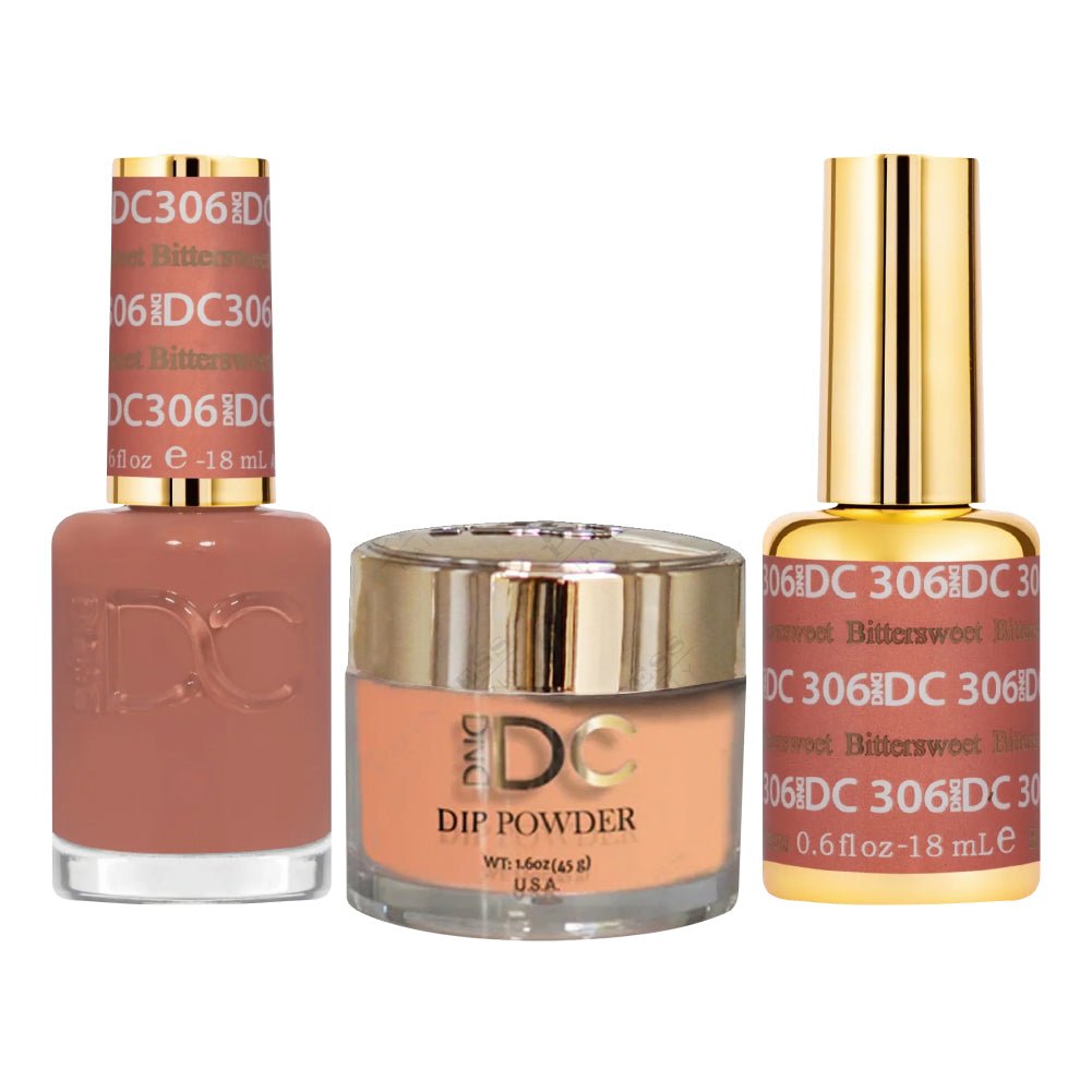 DND DC 3 in 1 - Dip, Gel & Lacquer Matching - 306 Bittersweet - DTK Nail Supply