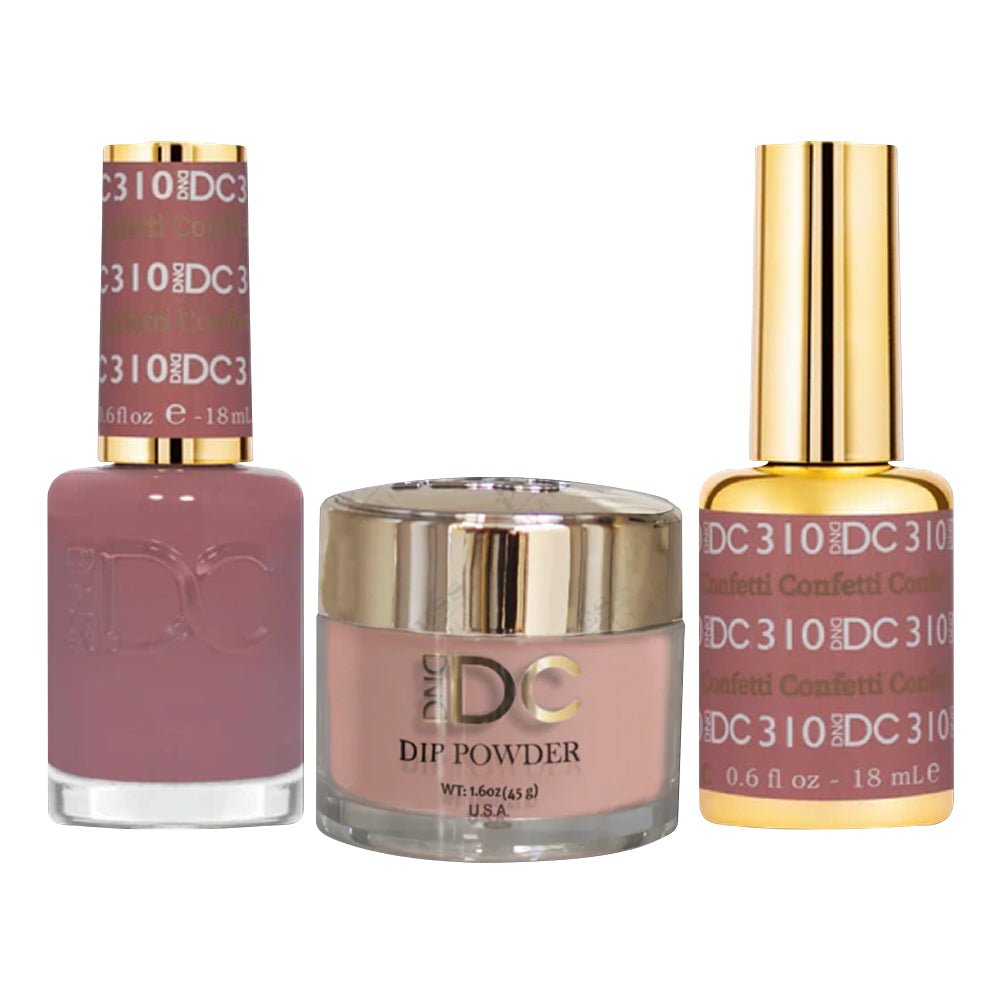 DND DC 3 in 1 - Dip, Gel & Lacquer Matching - 310 Confetti - DTK Nail Supply