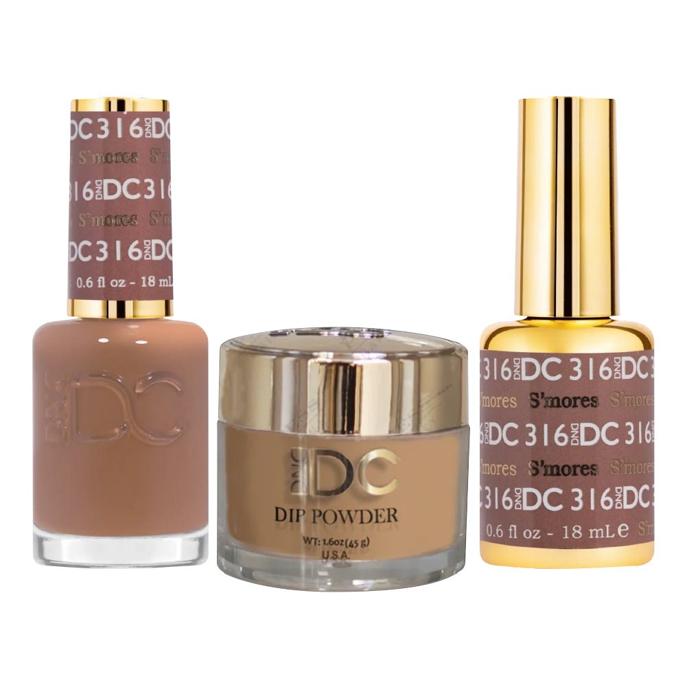 DND DC 3 in 1 - Dip, Gel & Lacquer Matching - 316 S’mores - DTK Nail Supply