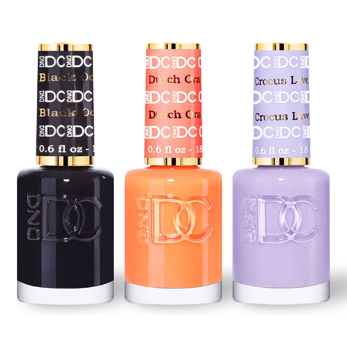 DND DC 3 Nail Lacquer - Set 10 - BLACK, ORANGE & PURPLE - DTK Nail Supply