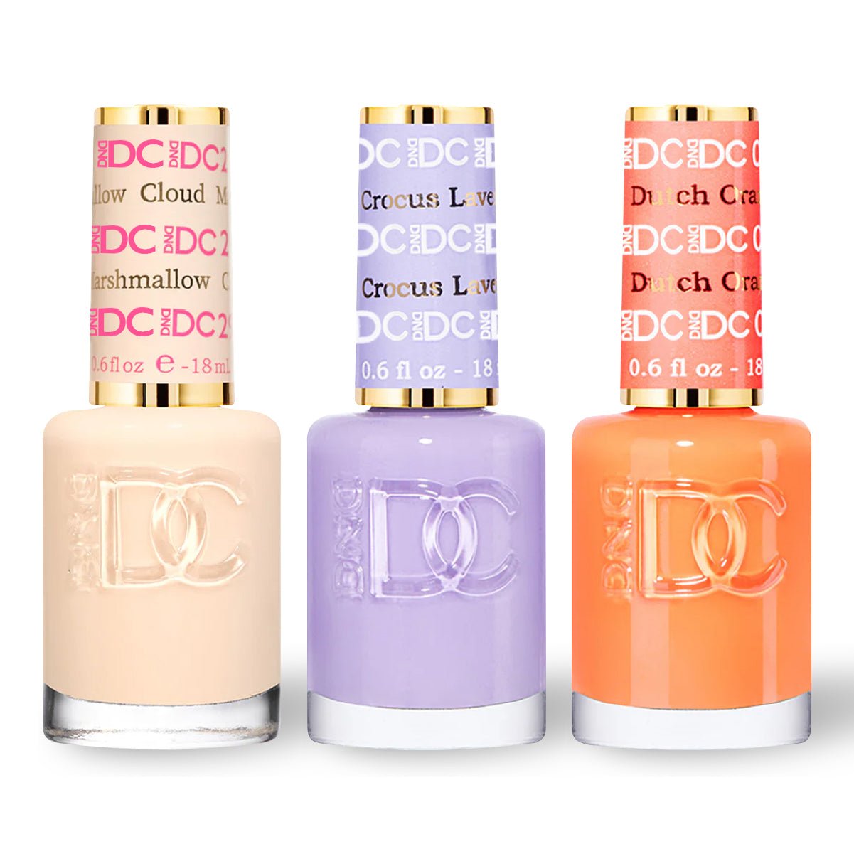 DND DC 3 Nail Lacquer - Set 4 - NUDE, PURPLE & ORANGE - DTK Nail Supply
