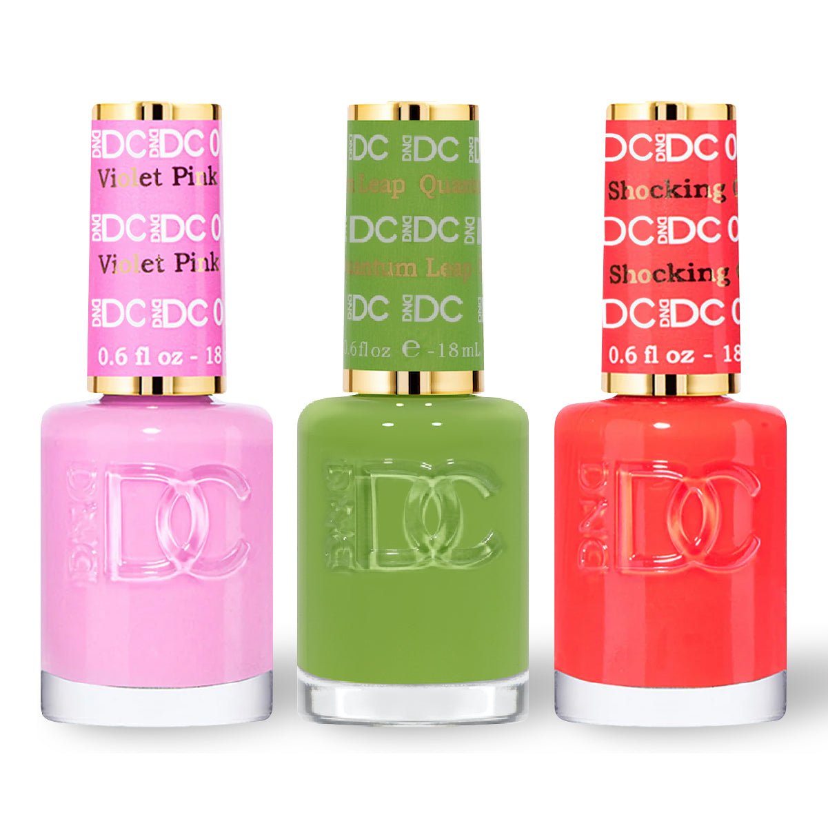 DND DC 3 Nail Lacquer - Set 5 - PINK, GREEN & RED - DTK Nail Supply