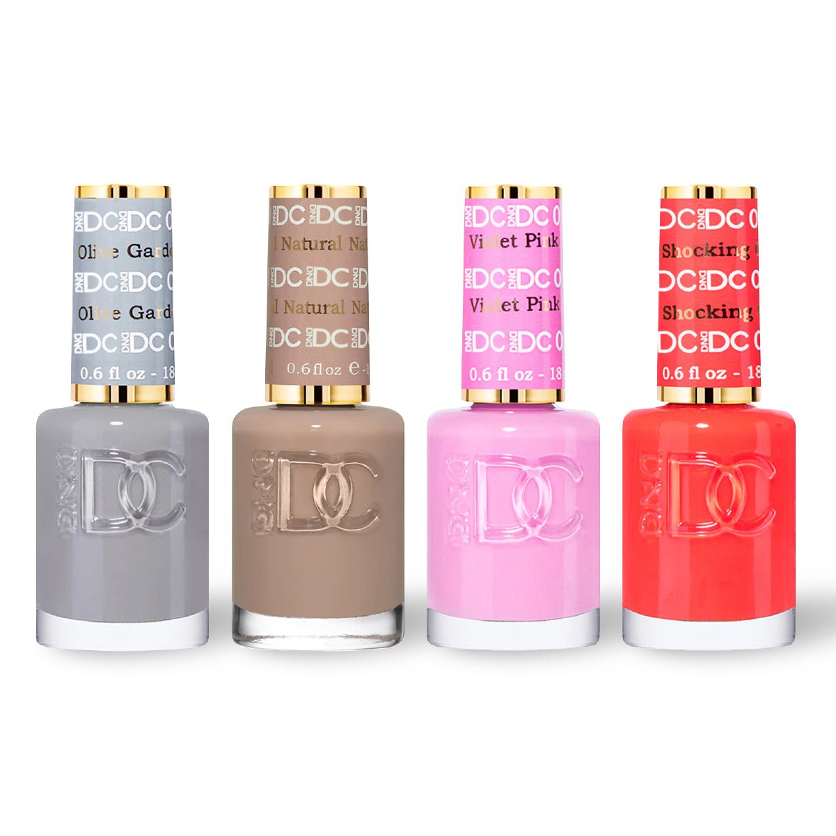 DND DC 4 Nail Lacquer - Set 1 - GRAY, BROWN, PINK & RED - DTK Nail Supply
