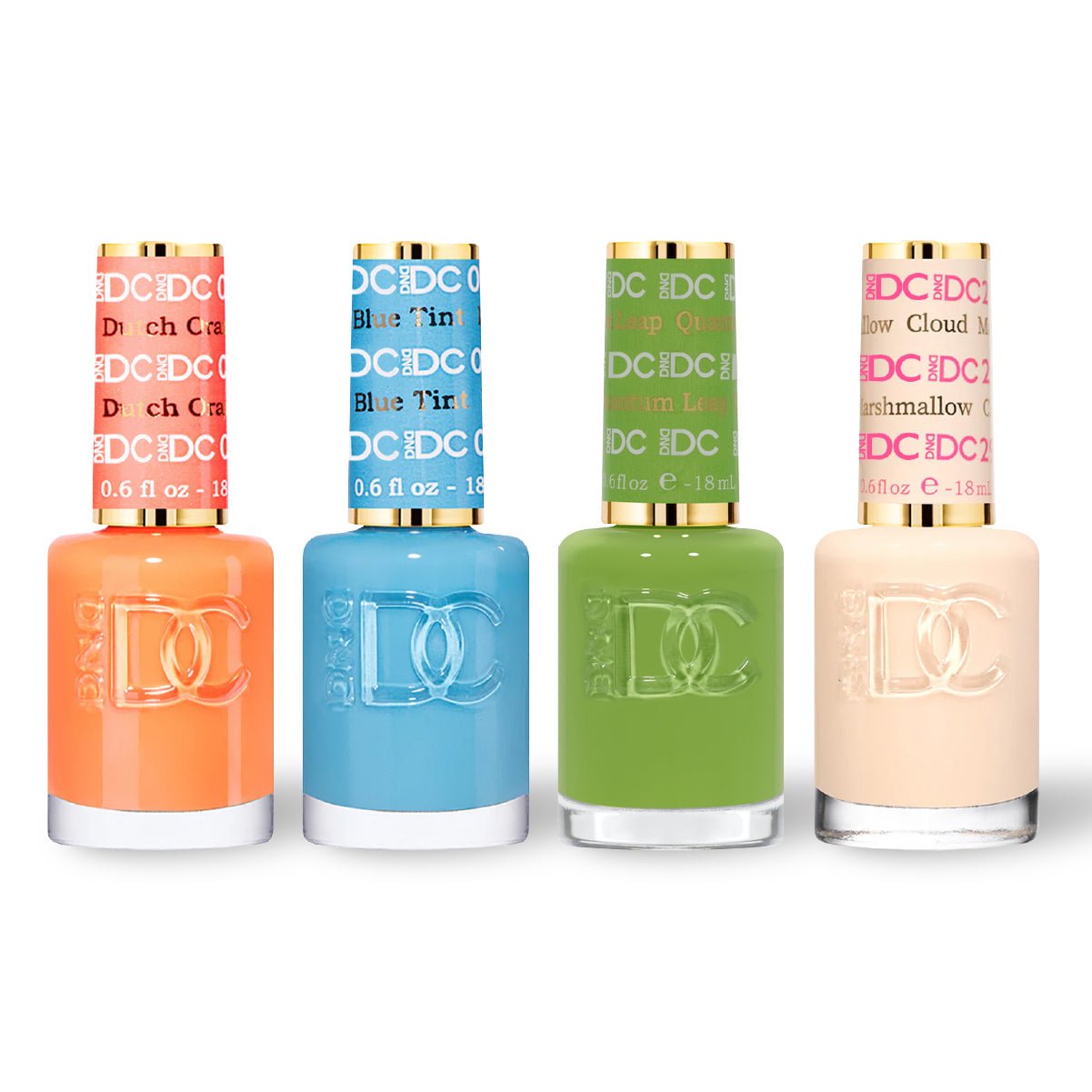 DND DC 4 Nail Lacquer - Set 12 - ORANGE, BLUE, GREEN & NUDE - DTK Nail Supply