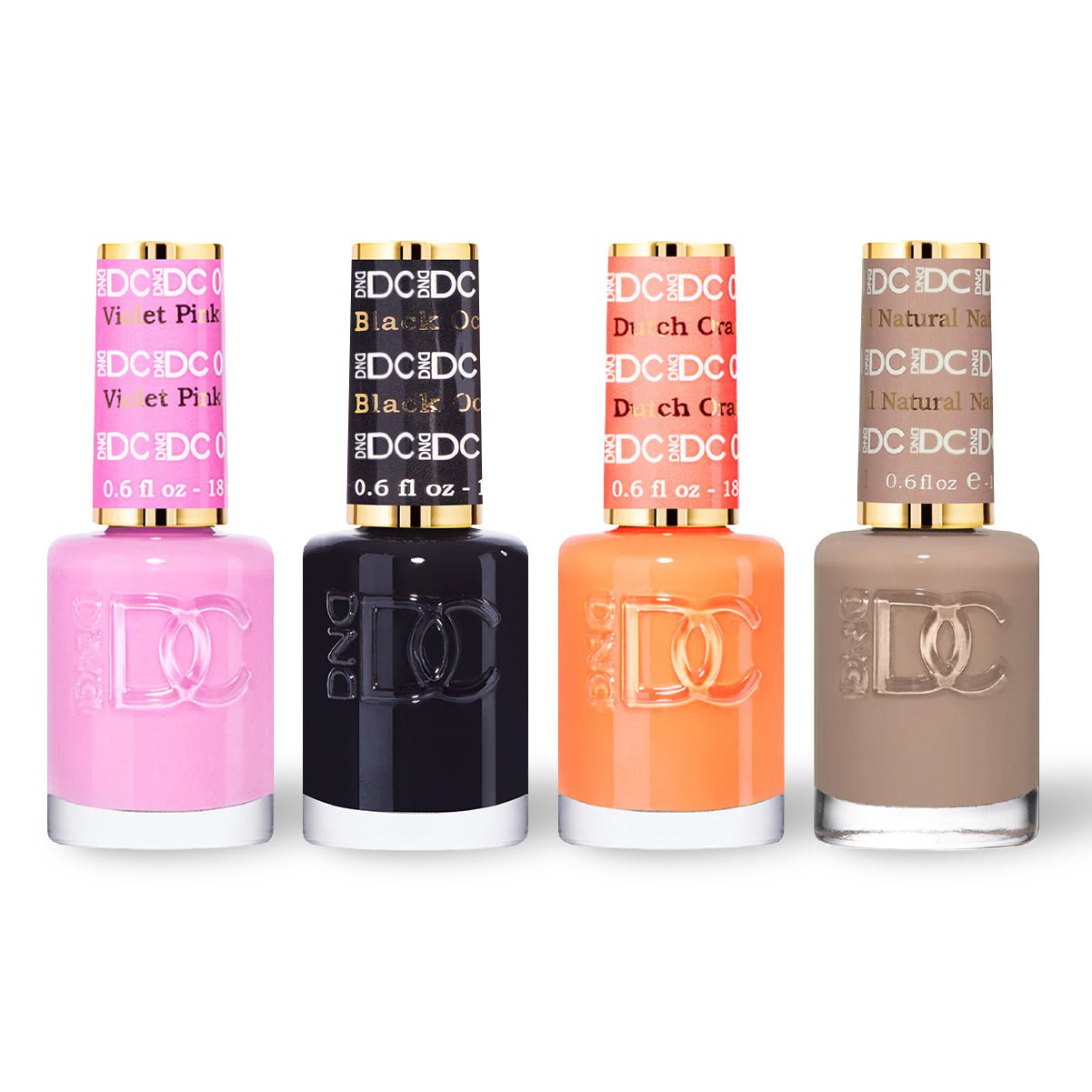 DND DC 4 Nail Lacquer - Set 2 - PINK, BLACK, ORANGE & BROWN - DTK Nail Supply