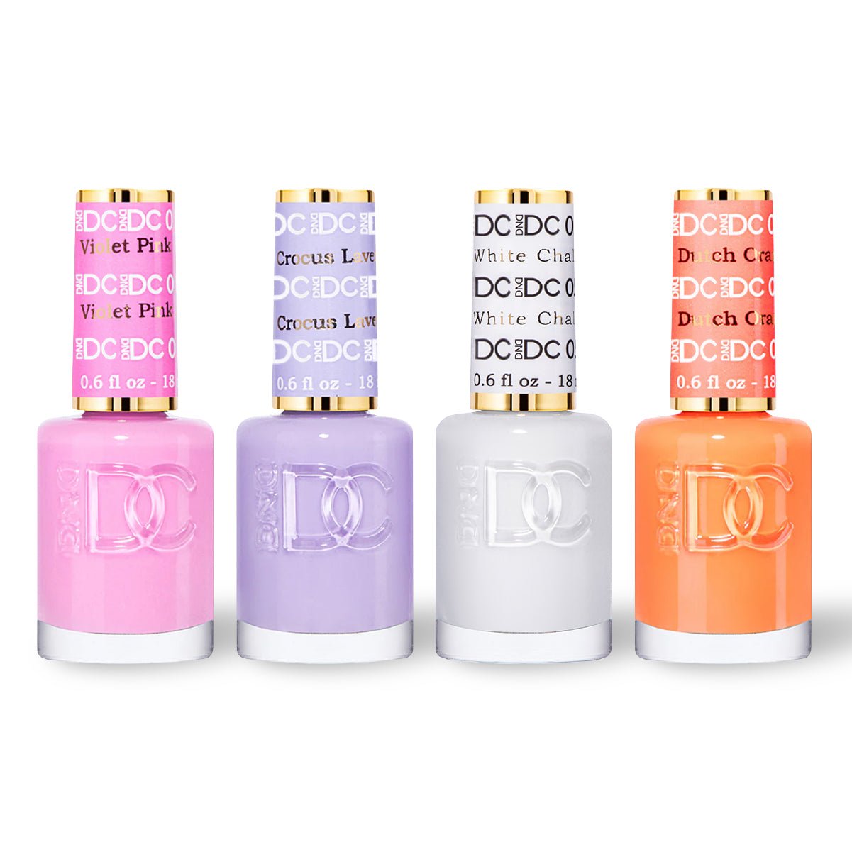 DND DC 4 Nail Lacquer - Set 3 - PINK, PURPLE, WHITE & ORANGE - DTK Nail Supply