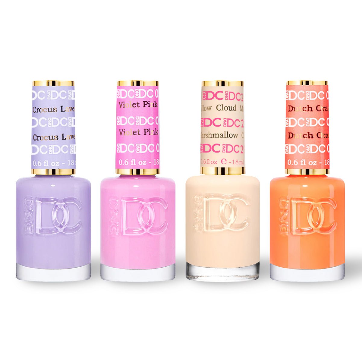 DND DC 4 Nail Lacquer - Set 5 - PURPLE, PINK, NUDE & ORANGE - DTK Nail Supply