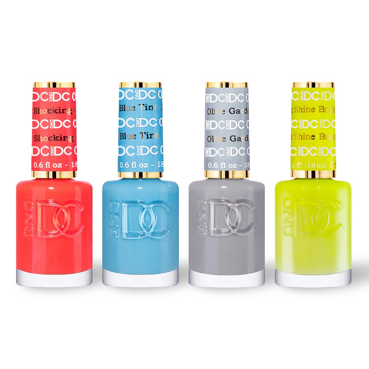 DND DC 4 Nail Lacquer - Set 6 - RED, BLUE, GRAY & YELLOW - DTK Nail Supply