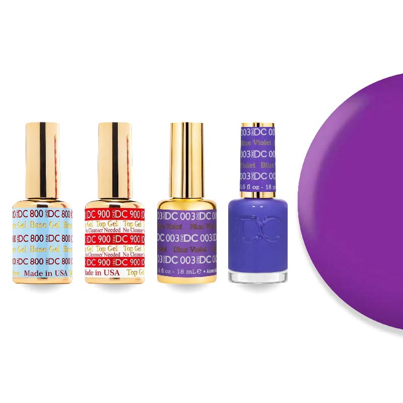 DND DC Gel & Lacquer Combo - Base Top Gel & 003 Blue Violet - DTK Nail Supply