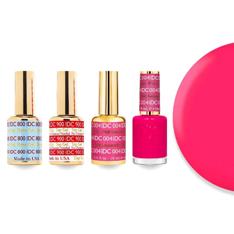 DND DC Gel & Lacquer Combo - Base Top Gel & 004 Pink Lemonade - DTK Nail Supply