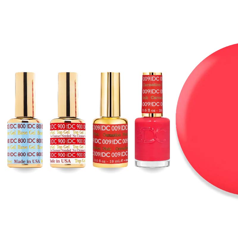 DND DC Gel & Lacquer Combo - Base Top Gel & 009 Carnation Pink - DTK Nail Supply