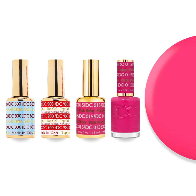 DND DC Gel & Lacquer Combo - Base Top Gel & 015 Pink Daisy - DTK Nail Supply