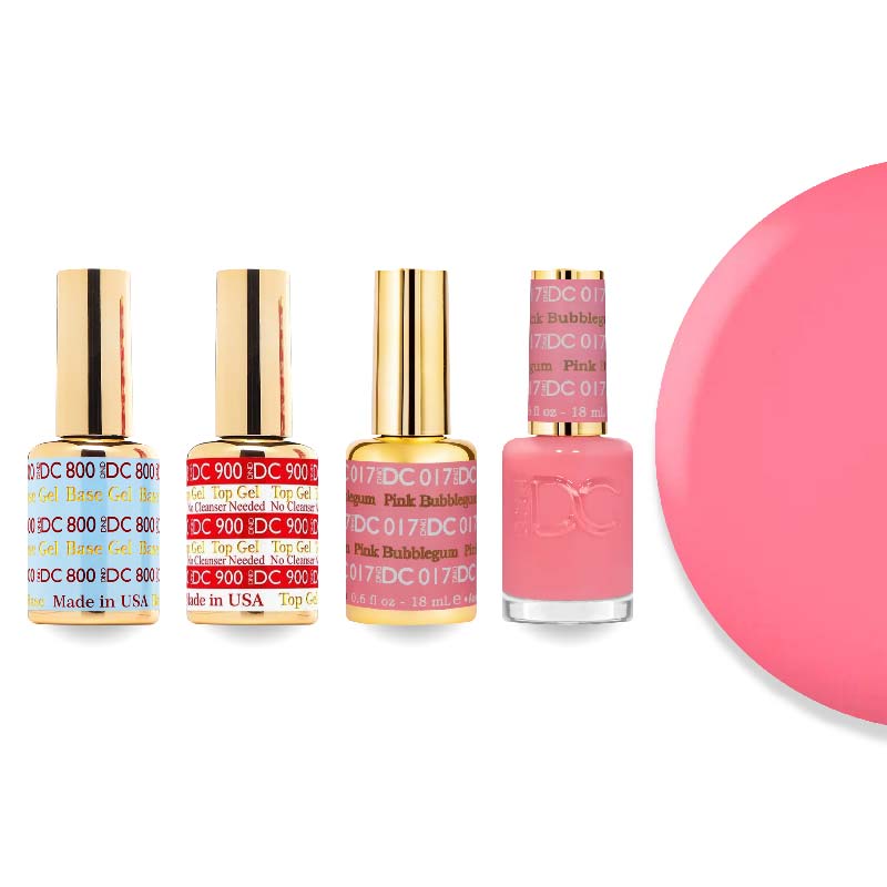 DND DC Gel & Lacquer Combo - Base Top Gel & 017 Pink Bubblegum - DTK Nail Supply
