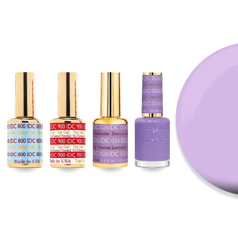 DND DC Gel & Lacquer Combo - Base Top Gel & 026 Crocus Lavender - DTK Nail Supply