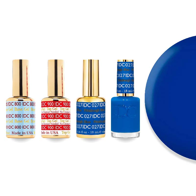 DND DC Gel & Lacquer Combo - Base Top Gel & 027 Pittsburgh Blue - DTK Nail Supply