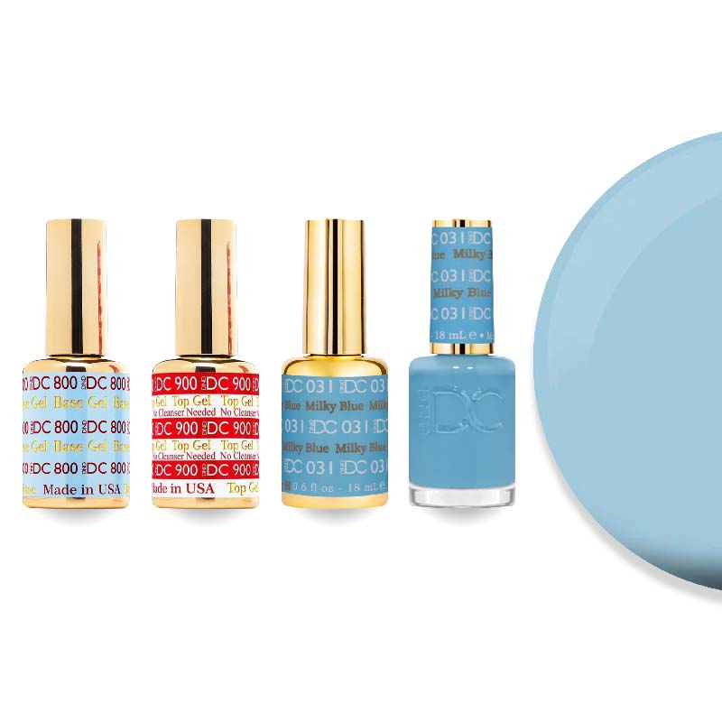 DND DC Gel & Lacquer Combo - Base Top Gel & 031 Milky Blue - DTK Nail Supply