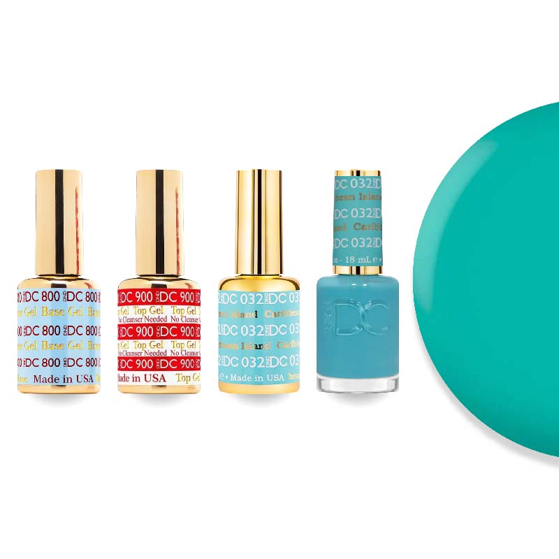 DND DC Gel & Lacquer Combo - Base Top Gel & 032 Caribbean Island - DTK Nail Supply