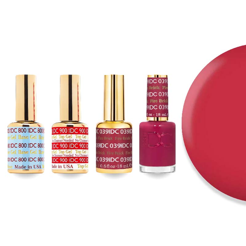 DND DC Gel & Lacquer Combo - Base Top Gel & 039 Fire Brick - DTK Nail Supply