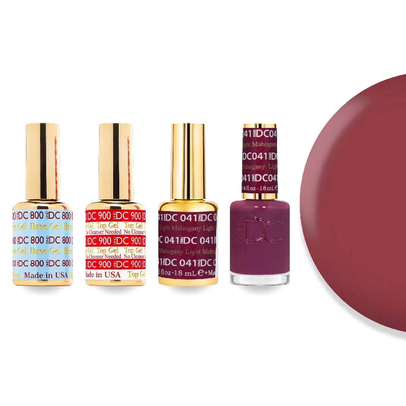 DND DC Gel & Lacquer Combo - Base Top Gel & 041 Light Mahogany - DTK Nail Supply