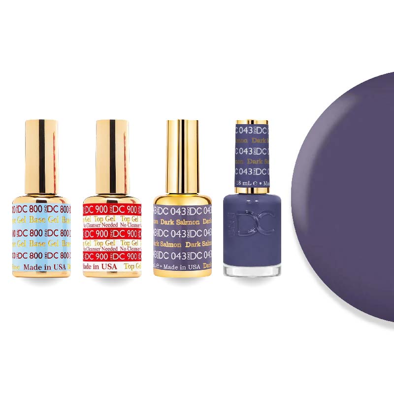 DND DC Gel & Lacquer Combo - Base Top Gel & 043 Dark Salmon - DTK Nail Supply
