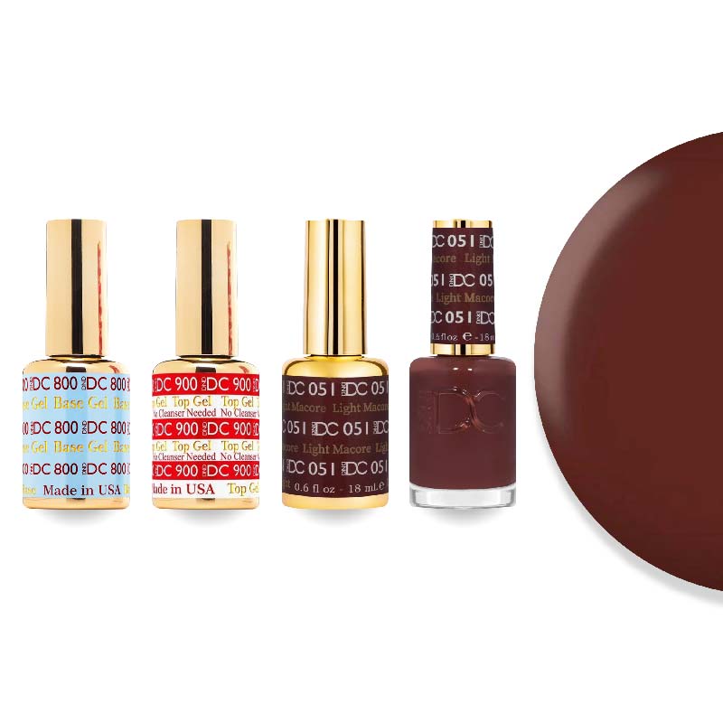 DND DC Gel & Lacquer Combo - Base Top Gel & 051 Light Macore - DTK Nail Supply
